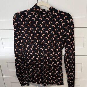 Marine Serre Black Top with Peach Crescent Design